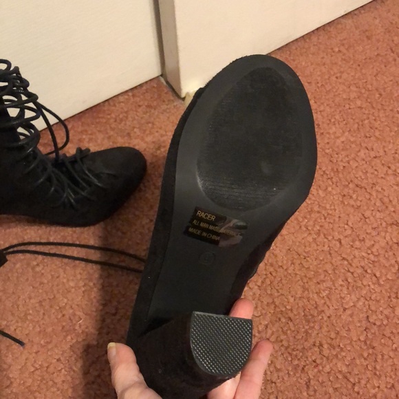 Charlotte Russe Racer Suede Tieup/Zipup Booties - Picture 6 of 6